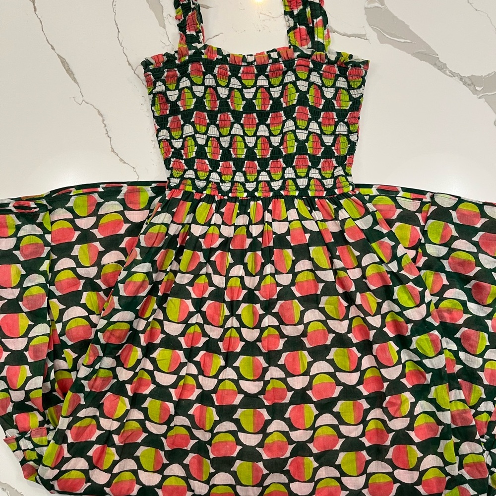 Banjanan Pink and Green Geometric Maxi Dress, Size XS